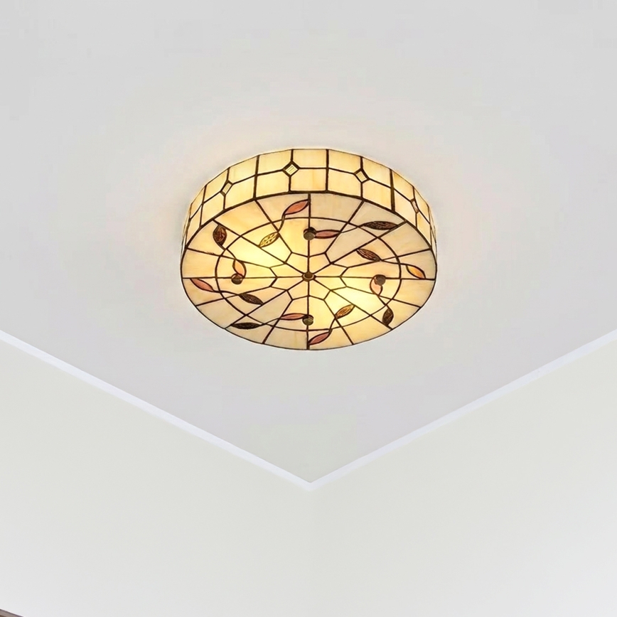 BRILAGI - Tiffany vitrážové stropní svítidlo FOLIA 2xE27/60W/230V pr. 40 cm