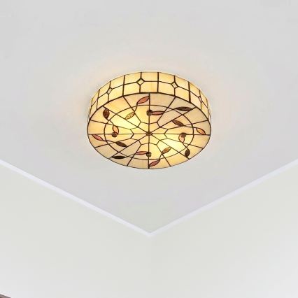 Brilagi - Tiffany vitrážové stropní svítidlo FOLIA 3xE27/60W/230V pr. 40 cm