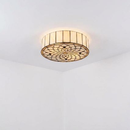 BRILAGI - Tiffany vitrážové stropní svítidlo IVORY 2xE27/60W/230V pr. 40 cm