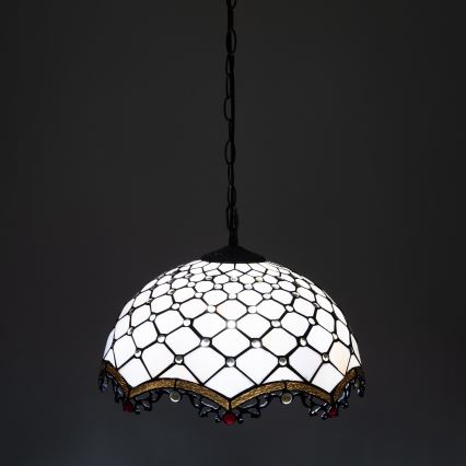 Brilagi - Tiffany vitrážový lustr na řetězu IVORY 1xE27/60W/230V pr. 40 cm
