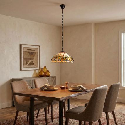 Brilagi - Tiffany vitrážový lustr na řetězu LUISA 2xE27/60W/230V