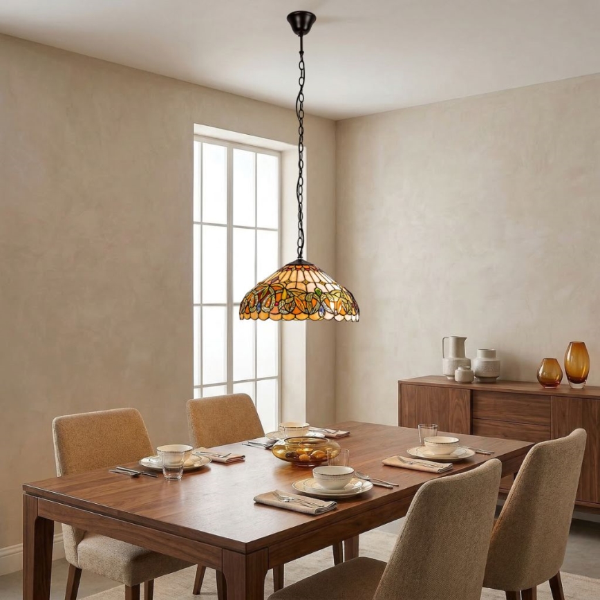 Brilagi - Tiffany vitrážový lustr na řetězu LUISA 2xE27/60W/230V