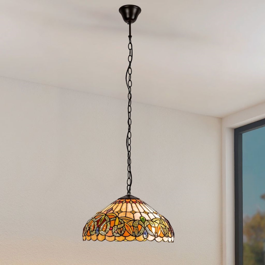 Brilagi - Tiffany vitrážový lustr na řetězu LUISA 2xE27/60W/230V