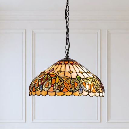 Brilagi - Tiffany vitrážový lustr na řetězu LUISA 2xE27/60W/230V