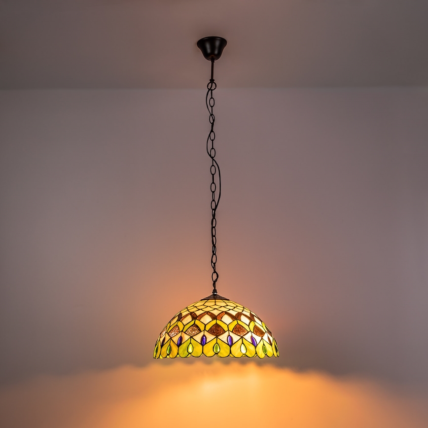 Brilagi - Tiffany vitrážový lustr na řetězu MARGARET 2xE27/60W/230V