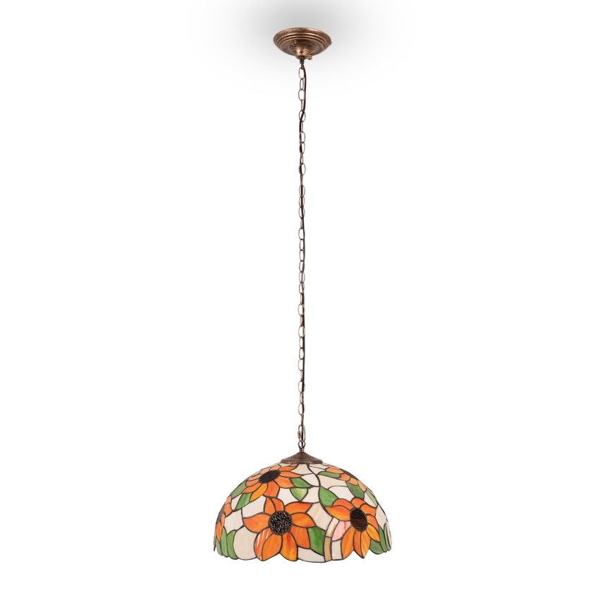 Brilagi - Tiffany vitrážový lustr na řetězu SUNFLOWER 1xE27/60W/230V pr. 40 cm