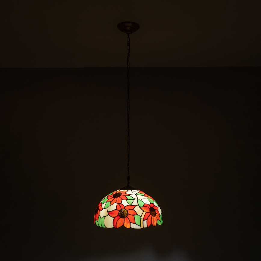 Brilagi - Tiffany vitrážový lustr na řetězu SUNFLOWER 1xE27/60W/230V pr. 40 cm