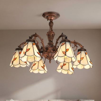 Brilagi - Tiffany vitrážový přisazený lustr FOLIA 6xE27/60W/230V pr. 60 cm