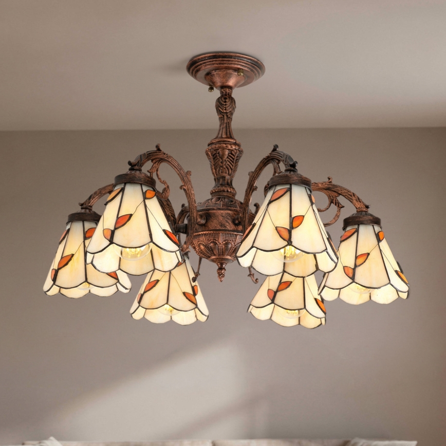 Brilagi - Tiffany vitrážový přisazený lustr FOLIA 6xE27/60W/230V pr. 60 cm