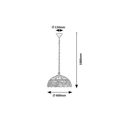 Brilagi - Tiffany vytrážový lustr na řetězu LORAS 2xE27/60W/230V