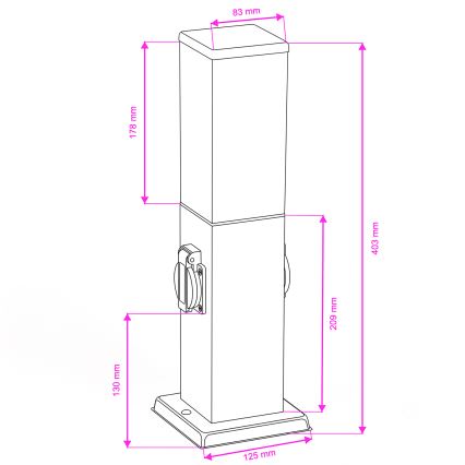 Brilagi - Venkovní lampa se 2 zásuvkami SCHUKO NOVA 1xE27/15W/230V 40 cm IP44 antracit