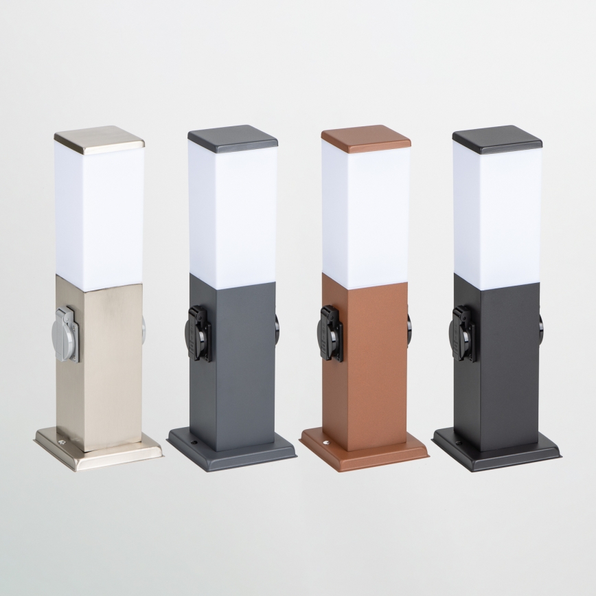 Brilagi - Venkovní lampa se 2 zásuvkami SCHUKO NOVA 1xE27/15W/230V 40 cm IP44 antracit