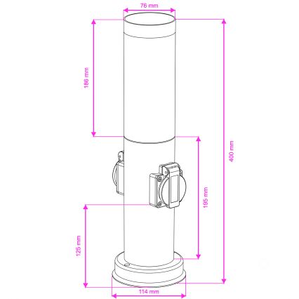 Brilagi - Venkovní lampa se 2 zásuvkami SCHUKO NOVA 1xE27/15W/230V 40 cm IP44 černá