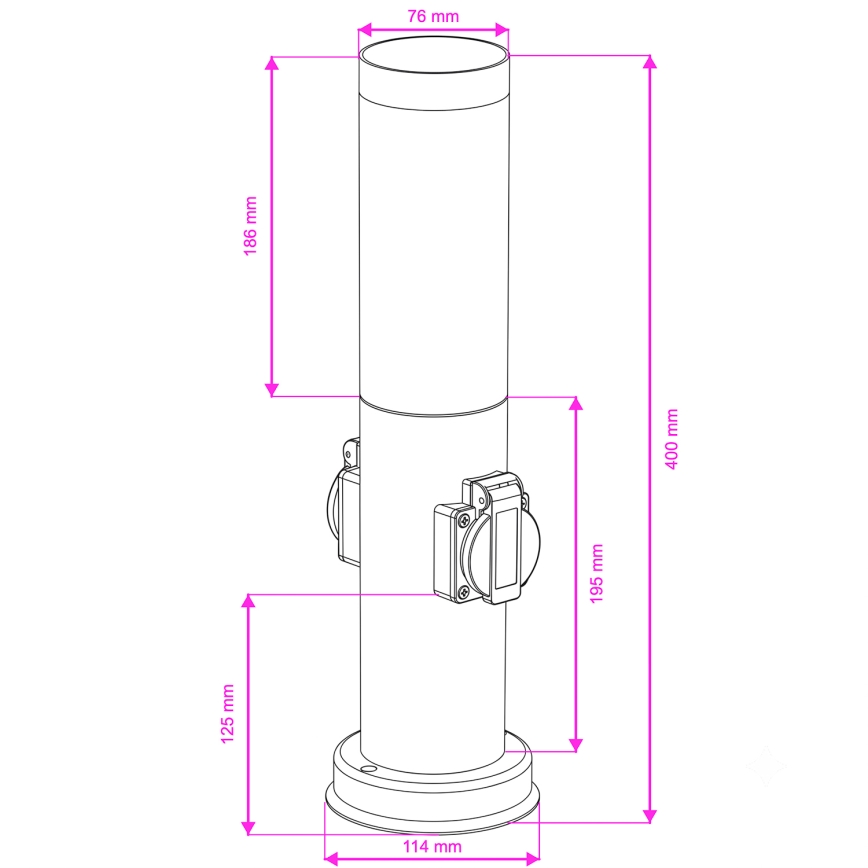 Brilagi - Venkovní lampa se 2 zásuvkami SCHUKO NOVA 1xE27/15W/230V 40 cm IP44 černá