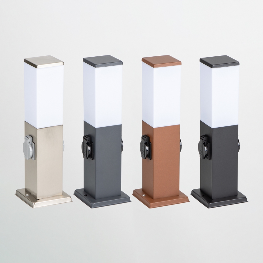 Brilagi - Venkovní lampa se 2 zásuvkami SCHUKO NOVA 1xE27/15W/230V 40 cm IP44 černá