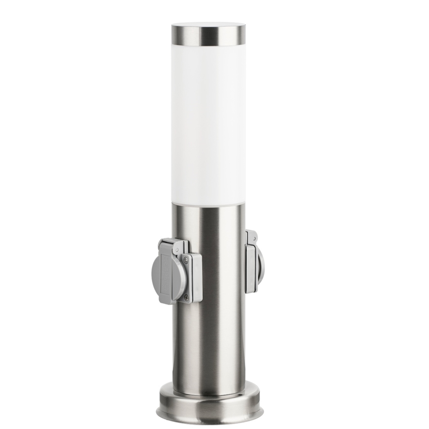 Brilagi - Venkovní lampa se 2 zásuvkami SCHUKO NOVA 1xE27/15W/230V 40 cm IP44 matný chrom