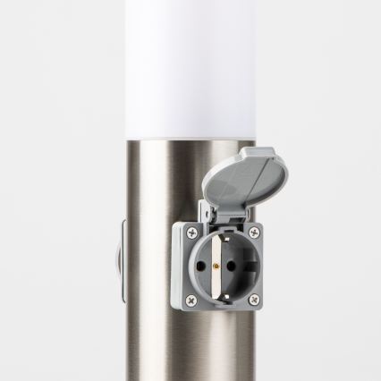 BRILAGI - Venkovní lampa se 2 zásuvkami SCHUKO NOVA 1xE27/15W/230V 40 cm IP44 matný chrom