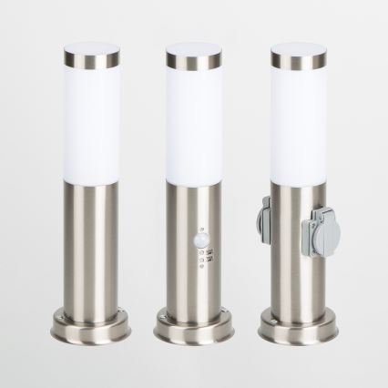 BRILAGI - Venkovní lampa se 2 zásuvkami SCHUKO NOVA 1xE27/15W/230V 40 cm IP44 matný chrom