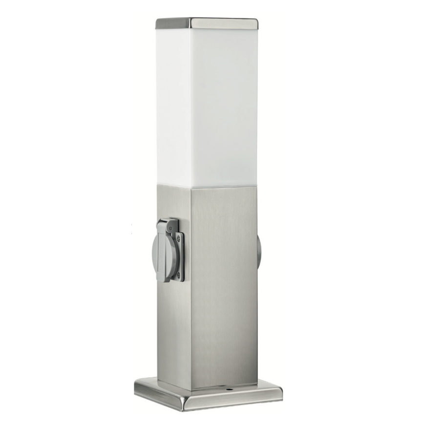 Brilagi - Venkovní lampa se 2 zásuvkami SCHUKO NOVA 1xE27/15W/230V 40 cm IP44 matný chrom
