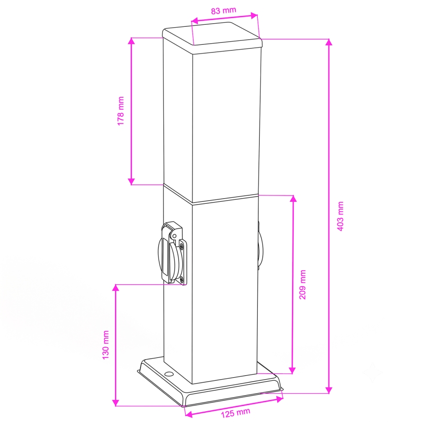 Brilagi - Venkovní lampa se 2 zásuvkami SCHUKO NOVA 1xE27/15W/230V 40 cm IP44 matný chrom