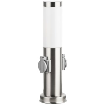 Brilagi - Venkovní lampa se 2 zásuvkami 1xE27/15W/230V 40 cm IP44 matný chrom