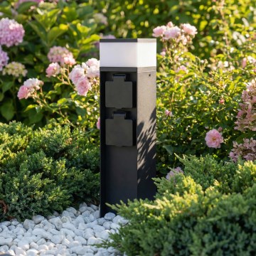 Brilagi - Venkovní lampa se 2 zásuvkami SCHUKO 1xG9/11W/230V IP44 černá