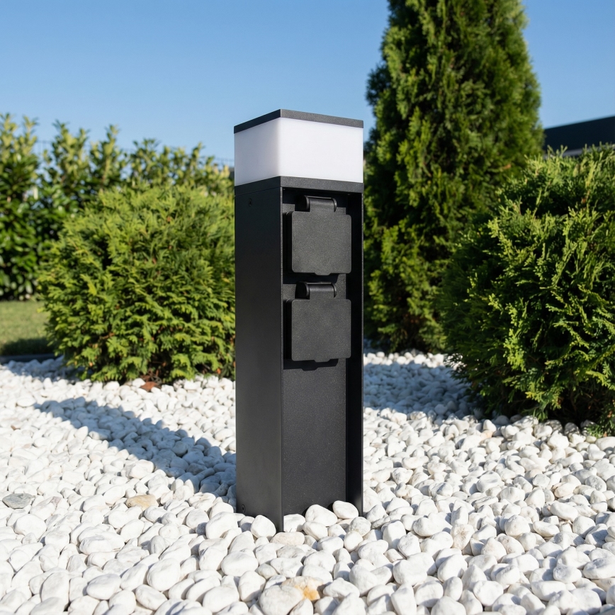 Brilagi - Venkovní lampa se 2 zásuvkami SCHUKO 1xG9/11W/230V IP44 černá