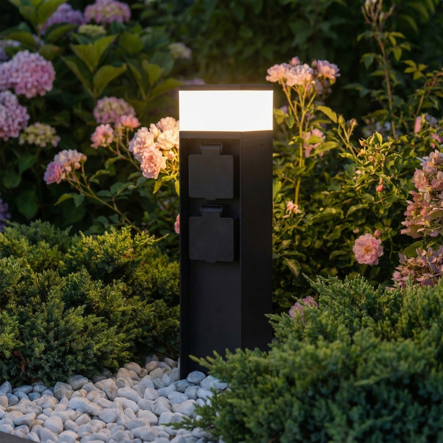 Brilagi - Venkovní lampa se 2 zásuvkami SCHUKO 1xG9/11W/230V IP44 černá