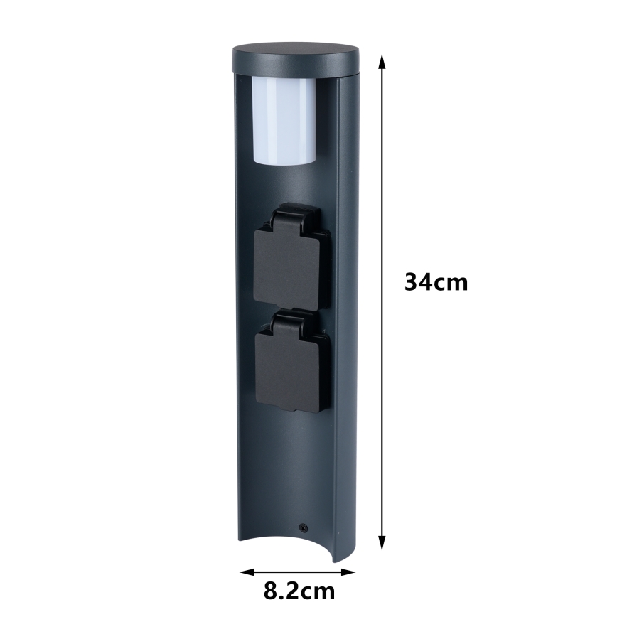 Brilagi - Venkovní lampa se 2 zásuvkami SCHUKO PILLAR 1xG9/11W/230V IP44 antracit
