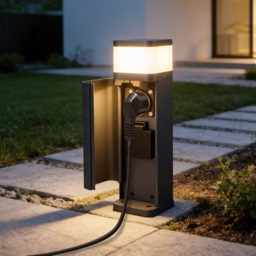 Brilagi - Venkovní lampa se 2 zásuvkami SCHUKO PILLAR 1xG9/11W/230V IP44 antracit
