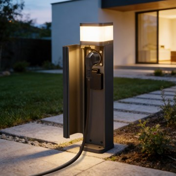 Brilagi - Venkovní lampa se 2 zásuvkami SCHUKO PILLAR 1xG9/11W/230V IP44 antracit