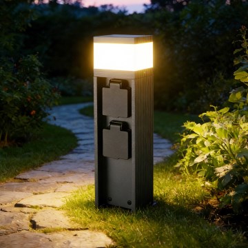 Brilagi -Venkovní lampa se 2 zásuvkami SCHUKO PILLAR 1xG9/11W/230V IP44 antracit