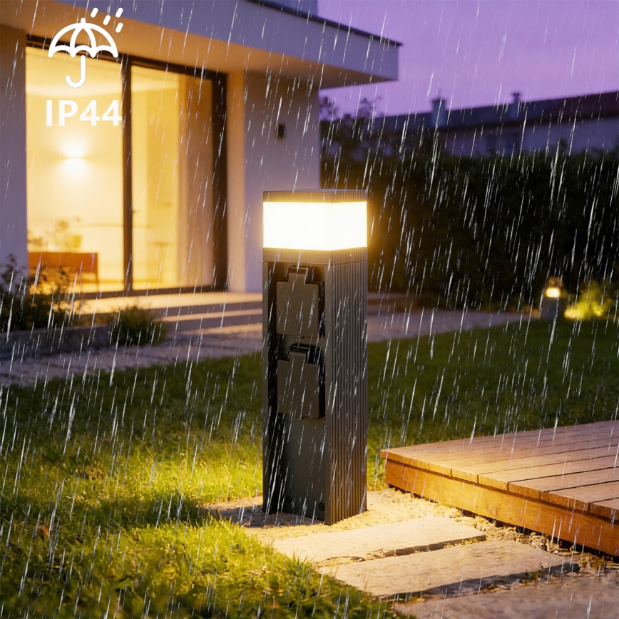 BRILAGI -Venkovní lampa se 2 zásuvkami SCHUKO PILLAR 1xG9/11W/230V IP44 antracit