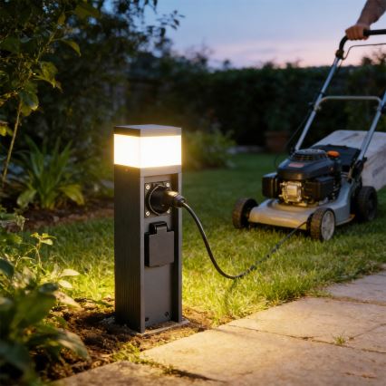 BRILAGI -Venkovní lampa se 2 zásuvkami SCHUKO PILLAR 1xG9/11W/230V IP44 antracit