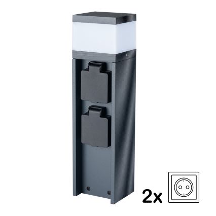 BRILAGI -Venkovní lampa se 2 zásuvkami SCHUKO PILLAR 1xG9/11W/230V IP44 antracit