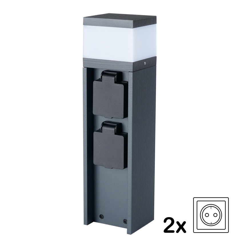 BRILAGI -Venkovní lampa se 2 zásuvkami SCHUKO PILLAR 1xG9/11W/230V IP44 antracit