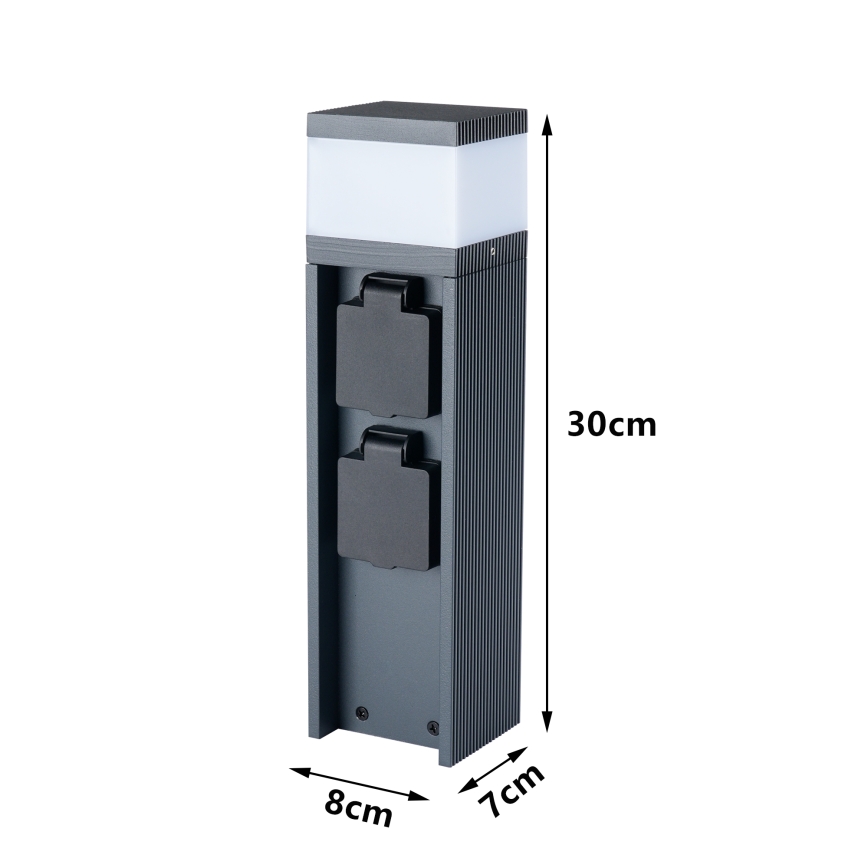 BRILAGI -Venkovní lampa se 2 zásuvkami SCHUKO PILLAR 1xG9/11W/230V IP44 antracit