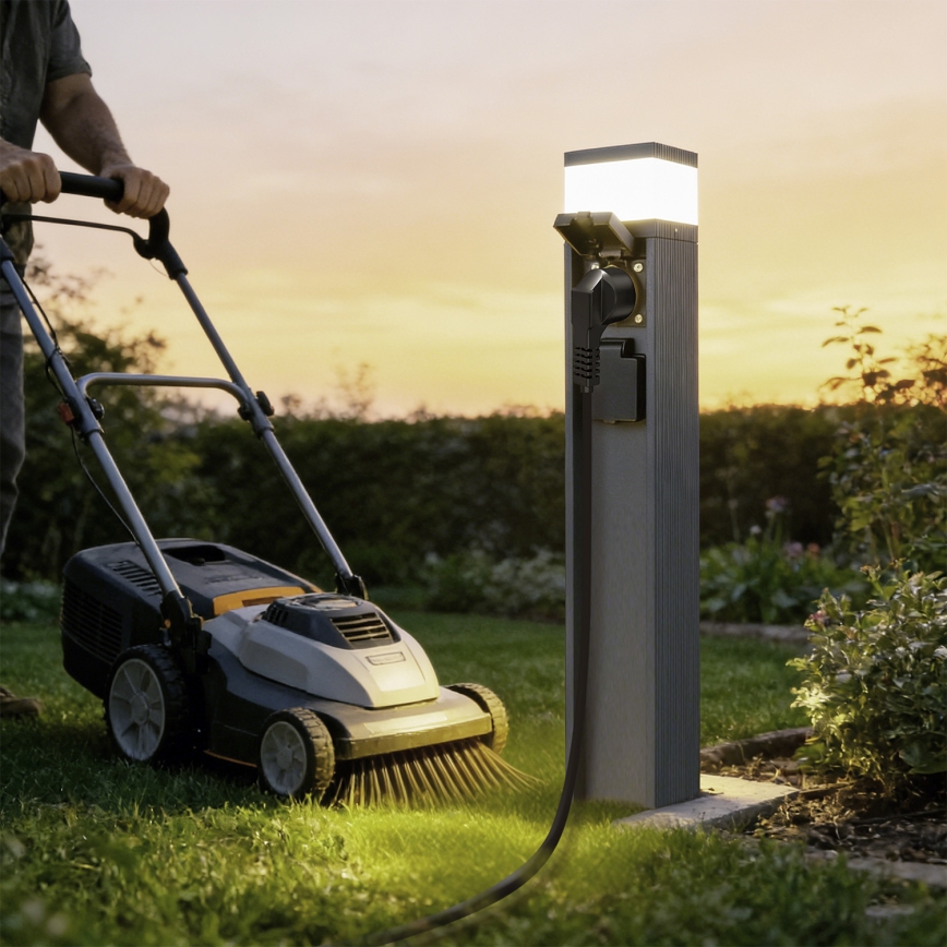 Brilagi - Venkovní lampa se 2 zásuvkami SCHUKO PILLAR 1xG9/11W/230V IP44 antracit