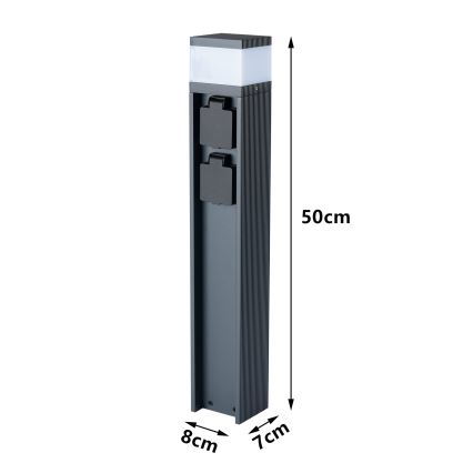 Brilagi - Venkovní lampa se 2 zásuvkami SCHUKO PILLAR 1xG9/11W/230V IP44 antracit