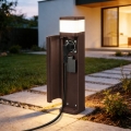 BRILAGI - Venkovní lampa se 2 zásuvkami SCHUKO PILLAR 1xG9/11W/230V IP44 hnědá