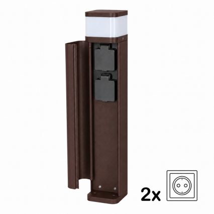 BRILAGI - Venkovní lampa se 2 zásuvkami SCHUKO PILLAR 1xG9/11W/230V IP44 hnědá