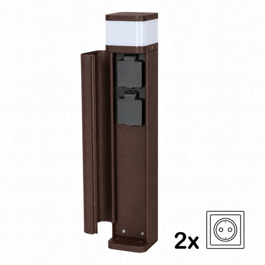 BRILAGI - Venkovní lampa se 2 zásuvkami SCHUKO PILLAR 1xG9/11W/230V IP44 hnědá