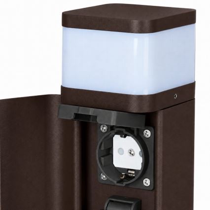 BRILAGI - Venkovní lampa se 2 zásuvkami SCHUKO PILLAR 1xG9/11W/230V IP44 hnědá