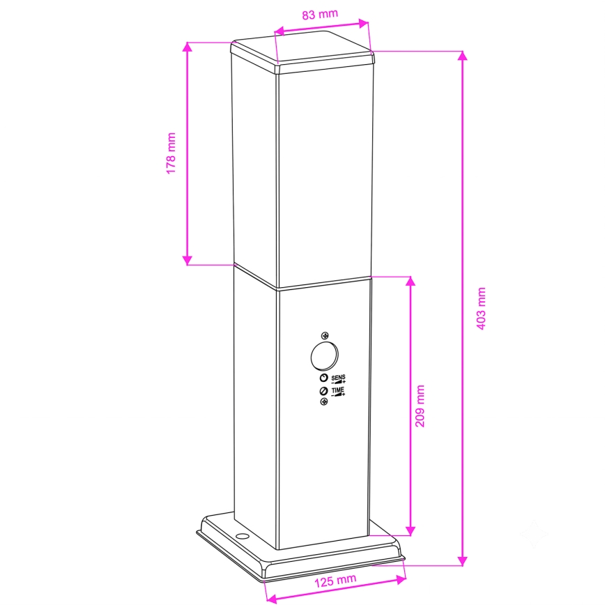 Brilagi - Venkovní lampa se senzorem NOVA 1xE27/15W/230V 40 cm IP44 antracit