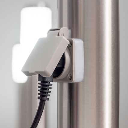 BRILAGI - Venkovní lampa se zásuvkou ELIA 1xE27/20W/230V IP44 50 cm matný chrom