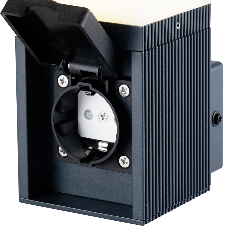 Brilagi - Venkovní nástěnná lampa se zásuvkou SCHUKO PILLAR 1xG9/11W/230V IP44 antracit