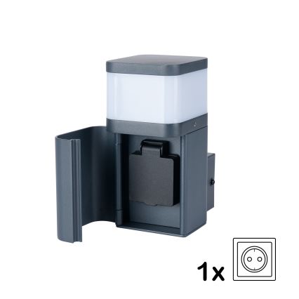 Brilagi - Venkovní nástěnná lampa se zásuvkou SCHUKO PILLAR 1xG9/11W/230V IP44 antracit