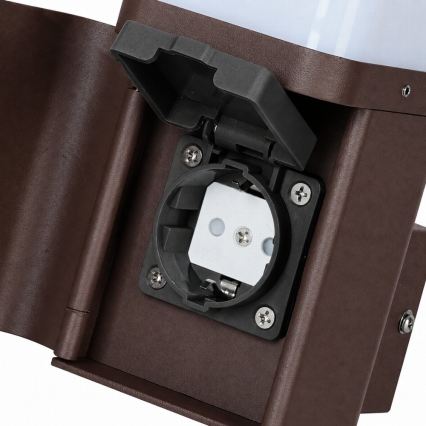 BRILAGI - Venkovní nástěnná lampa se zásuvkou SCHUKO PILLAR 1xG9/11W/230V IP44 hnědá