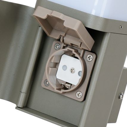 BRILAGI - Venkovní nástěnná lampa se zásuvkou SCHUKO PILLAR 1xG9/11W/230V IP44 šedá