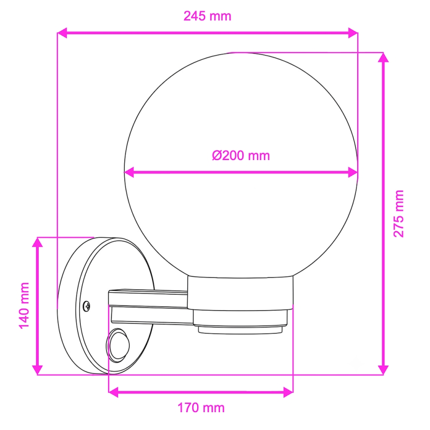 Brilagi - Venkovní nástěnné svítidlo se senzorem pohybu HARBOR 1xE27/40W/230V IP33 černá/bílá